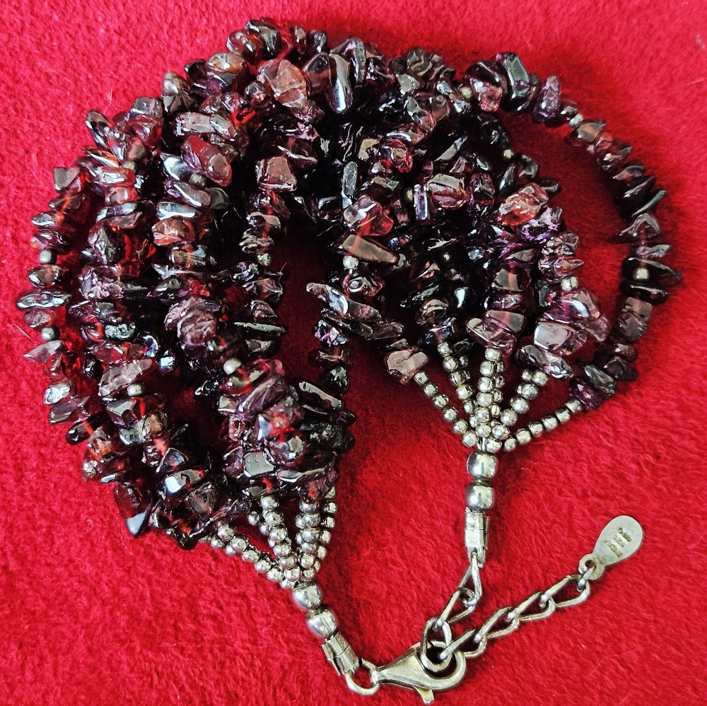 VTG GEO/ GeoArt by Cynthia Gale 8-strand Natural Garnet Nugget Bracelet 7"L + 2"